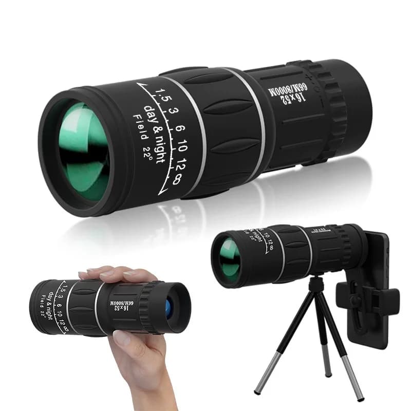 Potente Telescopio Monoculare 16X52 HD a Lungo Raggio con Prisma Bak4 per Campeggio, Caccia e Regali di Natale