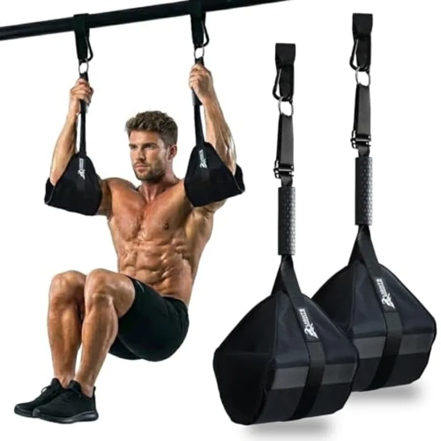 Abdominal Straps Resistant to Hang at the Traction Bar, Support Padded Thickness to Arm, Black, for Abdominal Training and Core Strength, Compatible