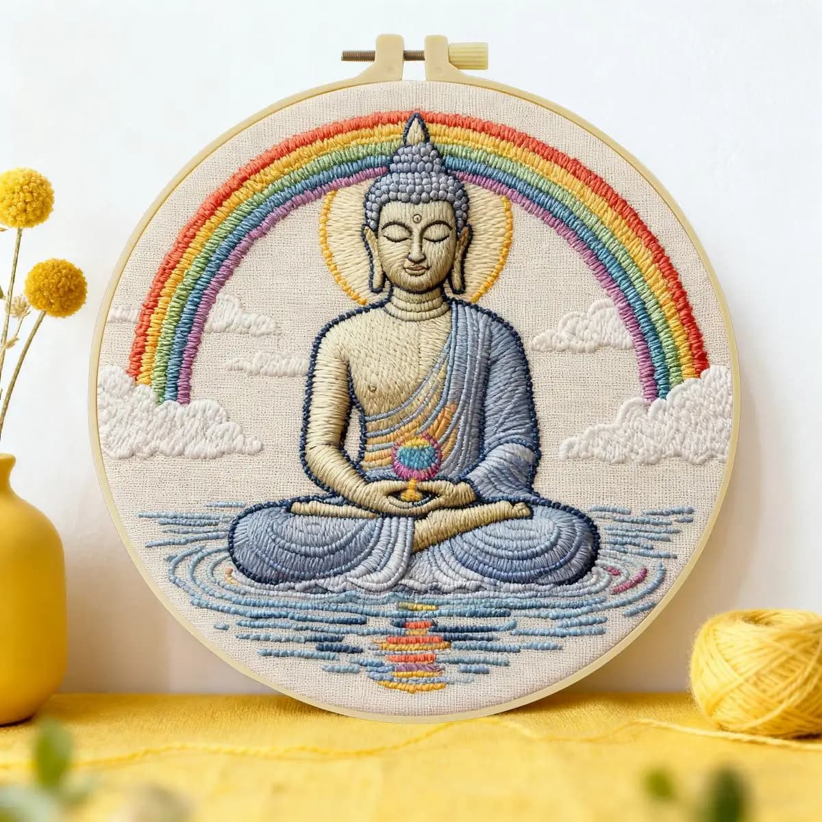 1pc 20X20CM/15X15CM 7.87/6.3inch Buddha Embroidery Starter Kit DIY kit DIY embroidery kit manualidades Home Decor Sewing Art