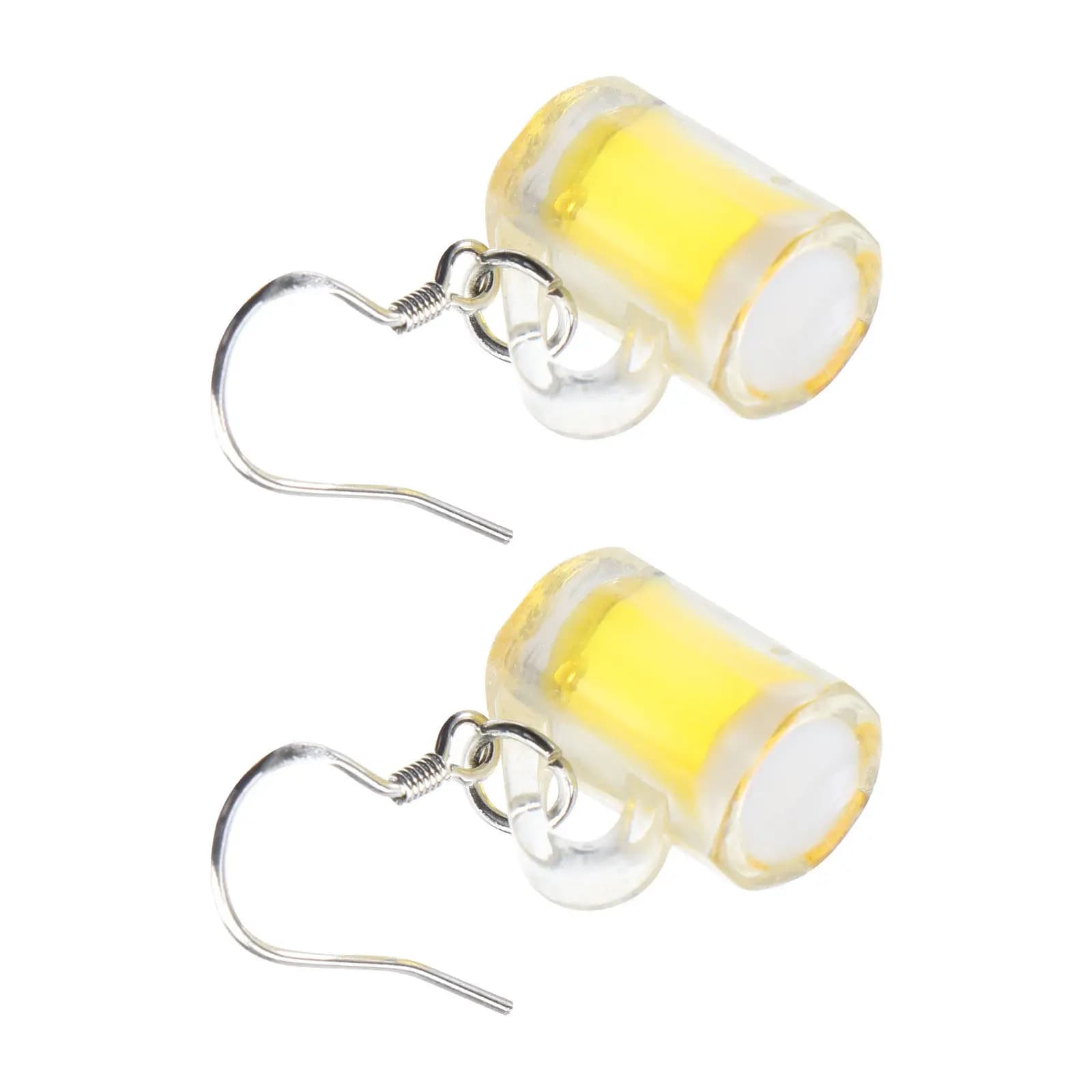 1 Paio di Orecchini Creativi a Forma di Boccale di Birra in Resina, Clip per Orecchie Pendenti, Gioielli alla Moda, Eleganti Accessori per Feste, Trendy per Donne