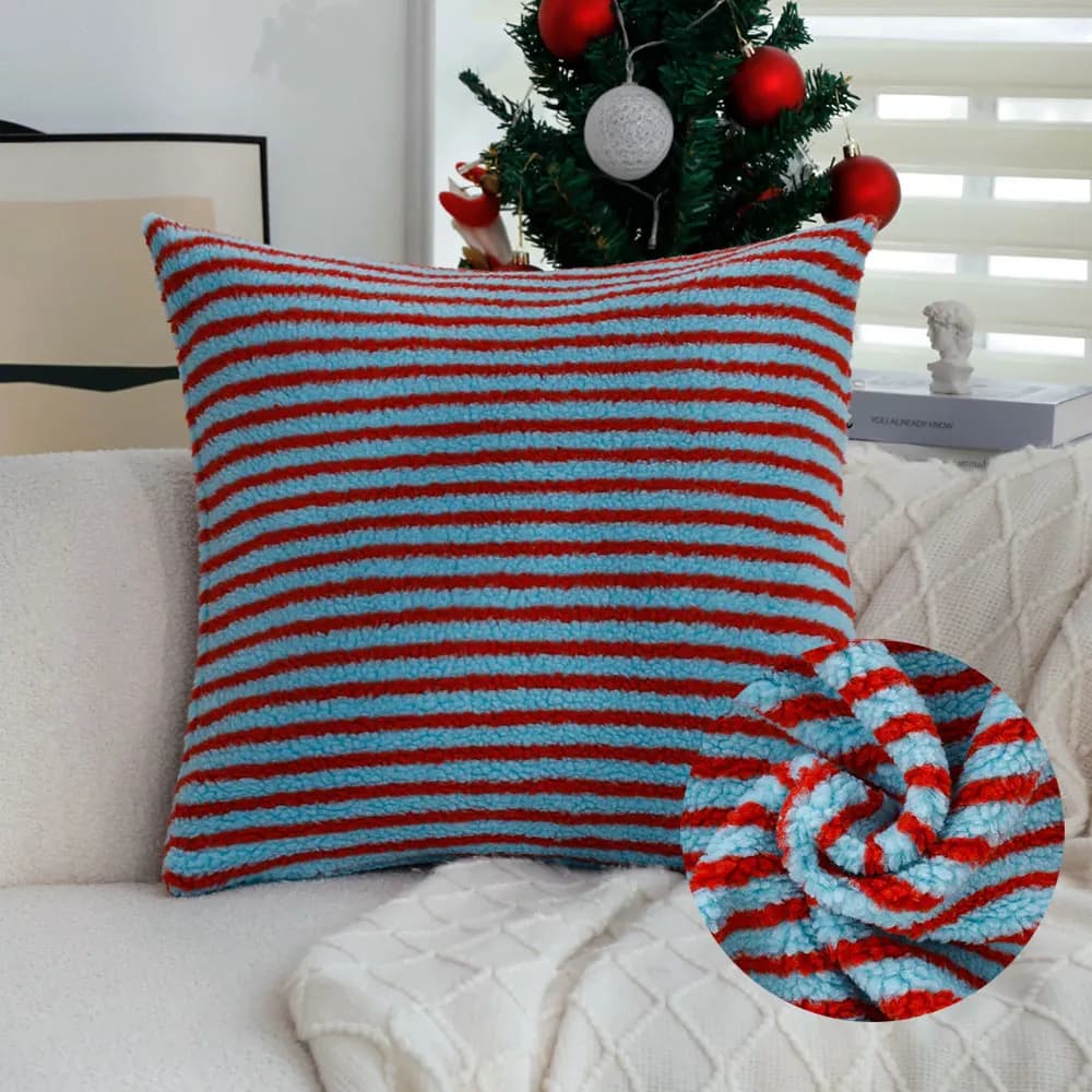 45x45 Fodera per cuscino a strisce a contrasto Morbida federa in peluche Soggiorno Divano Fodera per cuscino decorativa Fonda Cojin Decorazioni per la casa