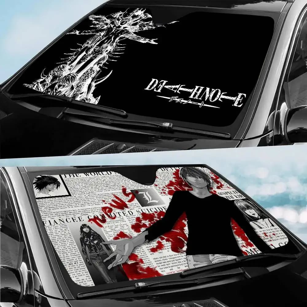 Anime Death Note Cartoon Foil per finestre Parabrezza riscaldato Parasole Visiera per finestrino anteriore per auto Strumenti di protezione solare per auto Nuovo