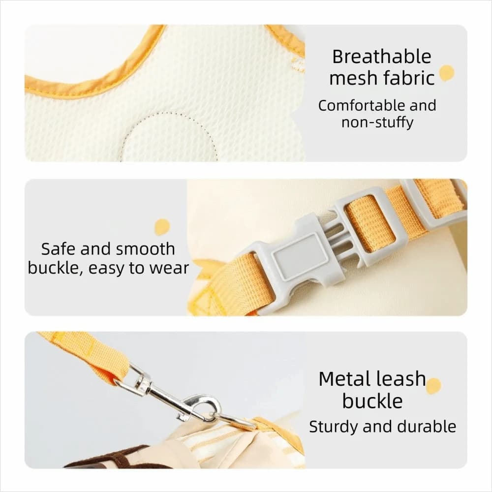 Breathable Dog Harness and Leash Set Wear-resistant Cartoon Design Dog Walking Rope Comfortable To Wear Escape-Proof