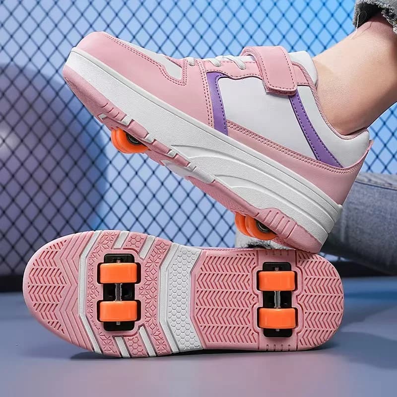 Scarpe da donna alte a 4 ruote Scarpe da ginnastica pop-up automatiche unisex alla moda con ruote Scarpe casual da pattinaggio a doppio scopo
