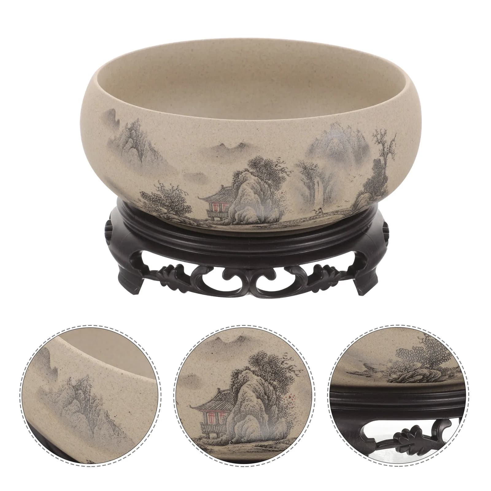 Chinese Style Blue Porcelain Flowerpot Sturdy Ceramic Planter Indoor Outdoor Garden Hydroponic Pot Decorative Bonsai Plant Pot