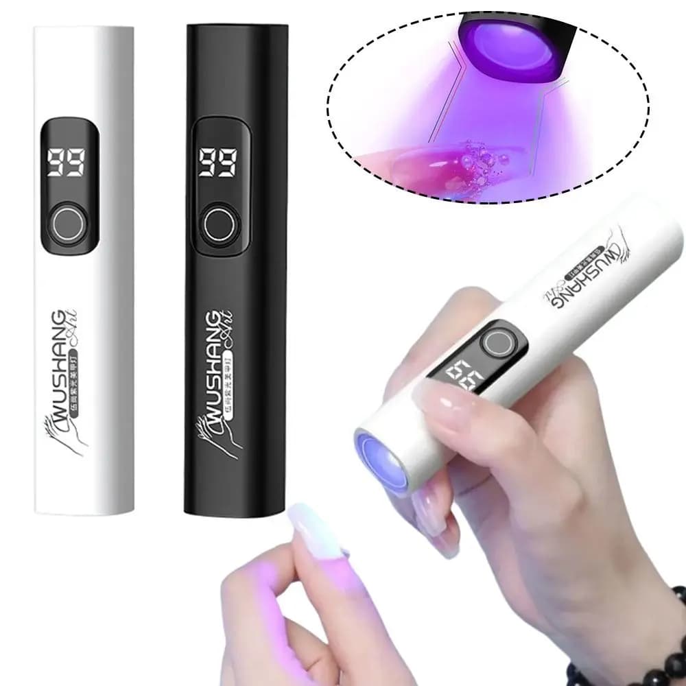 Mini essiccatore per unghie stile penna UV con display a LED Luce UV portatile Unghie in gel a polimerizzazione rapida Lampada per asciugare lo smalto gel Strumenti per nail art