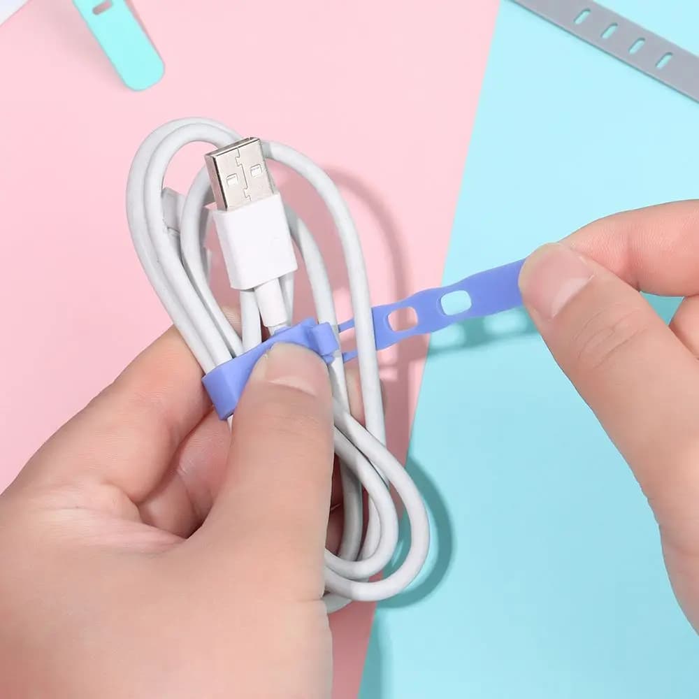 5 pezzi di cuffie in silicone organizzatore cavo per auricolari clip per cavo Ptotector 4 fori avvolgicavo fascetta per cavo USB