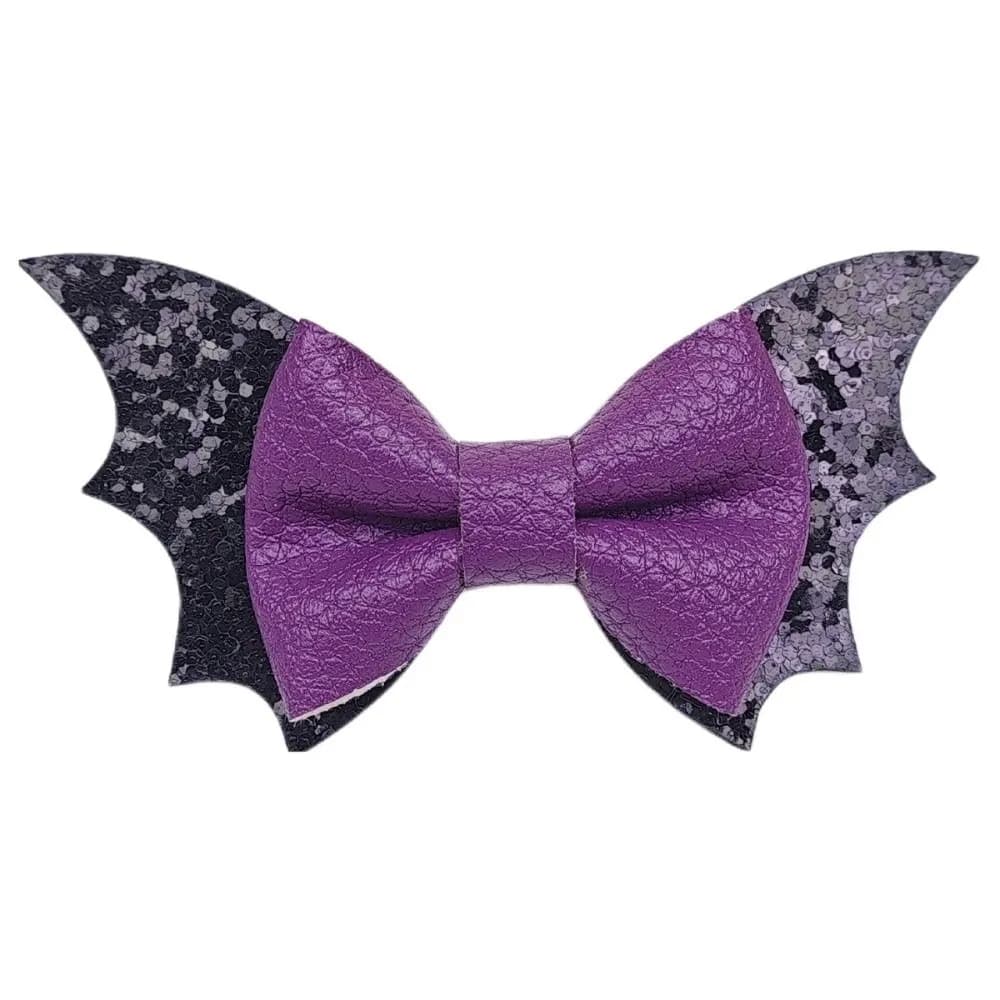 2 pcs/set Cute Design Bow Bat Wing Hair Clips Black Color Double Layered Halloween Barrettes Unique Glitter Sequins Hairpin Girl