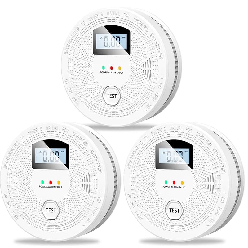 2-in-1 Smoke Detector Carbon Monoxide Detector Combo LCD Screen Digital Display Fire Gas Safety Detector Easy To Install