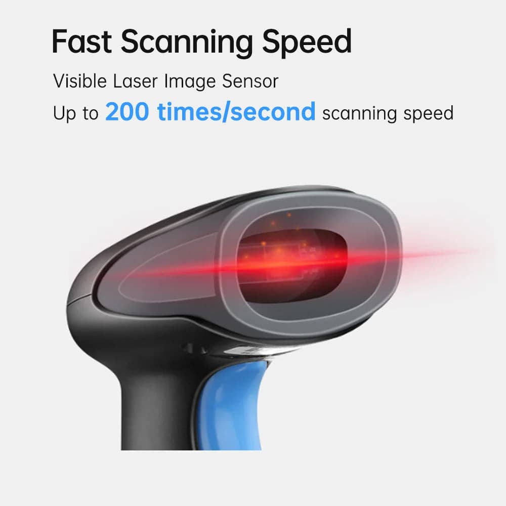Scanner di Codici a Barre Laser Cablato con Buzzer e Indicazione LED, Attivazione Manuale/Automatica, Porta USB, Compatibile con Laptop