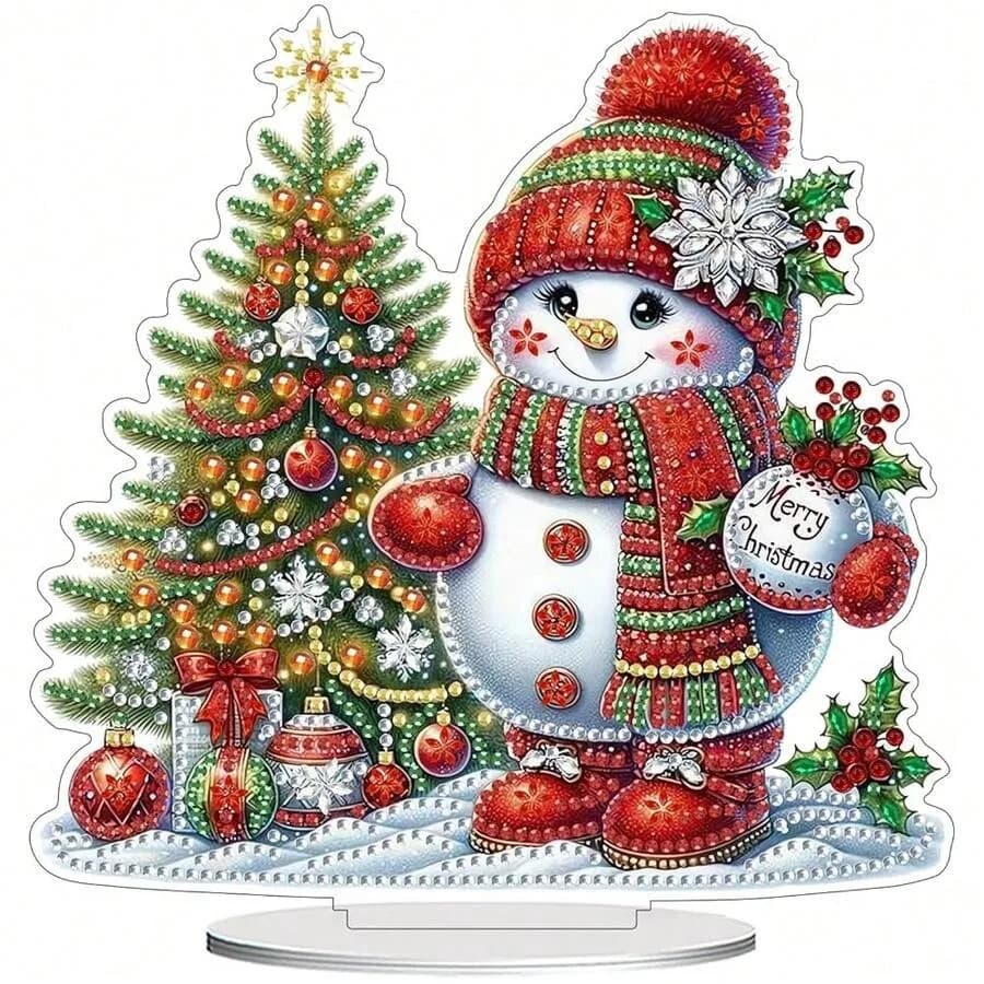 Kit di pittura con diamanti ZeeLionArt per adulti, pupazzo di neve natalizio, ornamento da scrivania con strass a forma speciale fai da te.