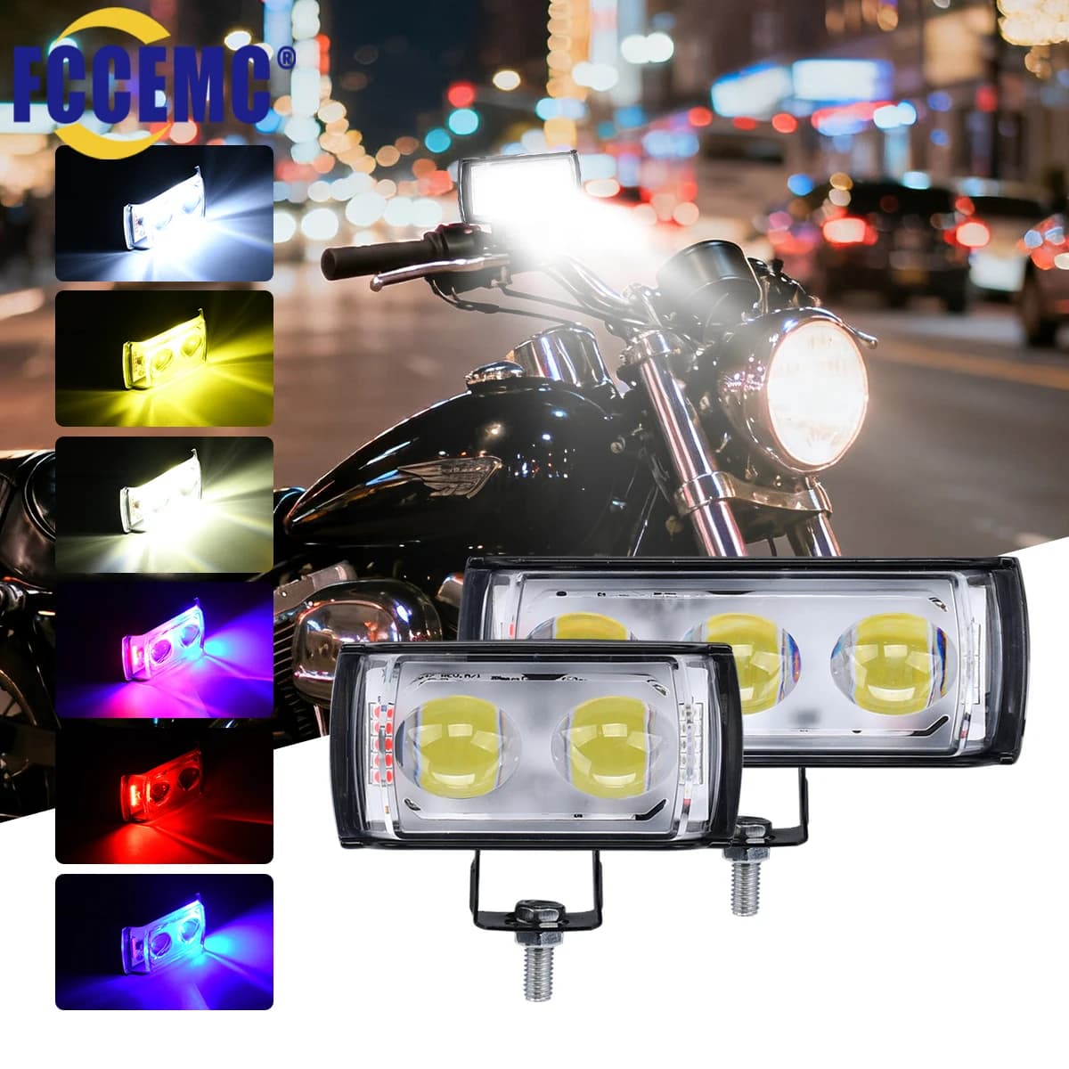 Faro LED per Moto 12V, Luce Fendinebbia, Faro Abbagliante/Anabbagliante, Luce di Avvertimento Stroboscopica, Fari Esterni per Veicoli Elettrici Modificati