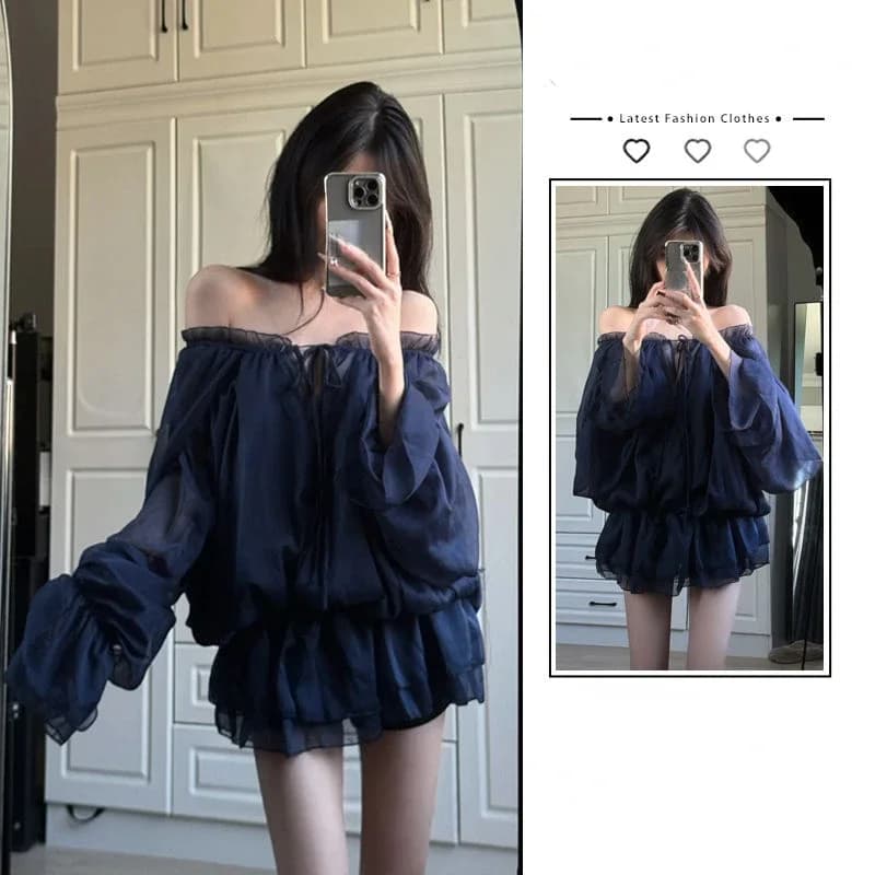Dress shirt elegant sexy spring woman Casual Y2k Vintage clothing Evening shirt for parties Office Lady Beach Fashion Korean Chic