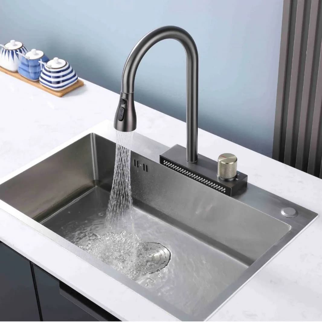 Kitchen Mixer Faucet Deck Mounted Sink Basin Faucets 4 Modes Pull-out Cold and Hot Water Taps Household Bathroom Faucet