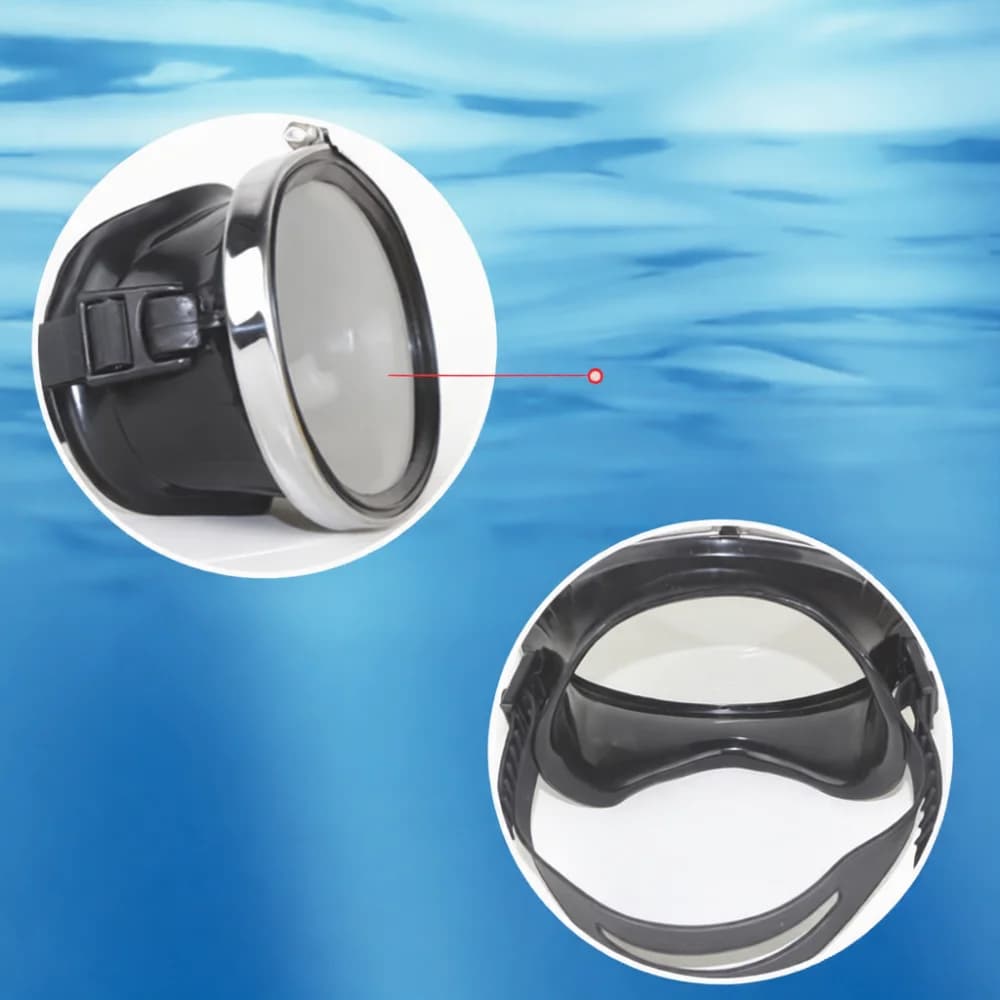 Wide Angle Scuba Mask Tempered Glass Lens Durable Stainless Steel Frame Snorkeling Equipment Swimming Goggles Gear
