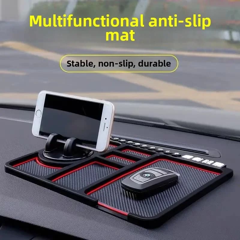Car Multifunction Cell Phone Holder Non-slip Car Mat Temporary Parking Sign Dashboard Car Parts Accessories Four in One