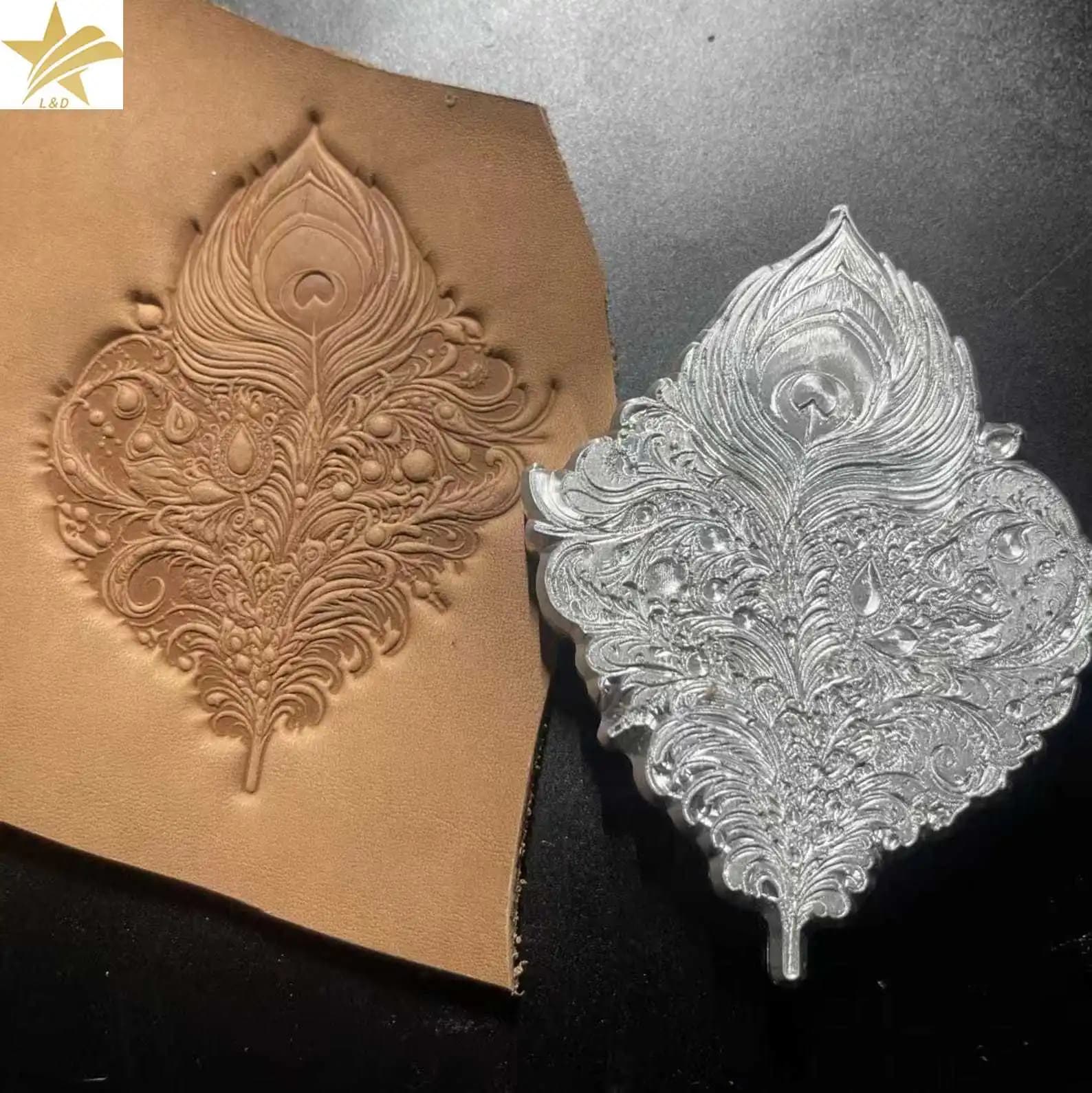 3D Peacock Feather Leather Stamp Mold Boho Floral Cold Hot Embossing Tool DIY Leather Craft Wallet Journal Decoration