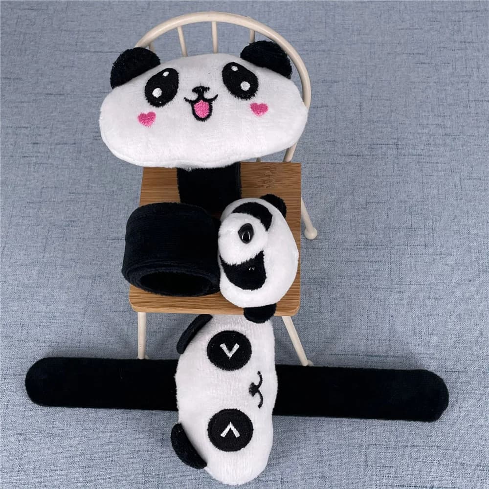 3Designs, 4CM e 9CM, Giocattolo di peluche a forma di panda, Braccialetto da polso decorativo, Bambola di peluche imbottita