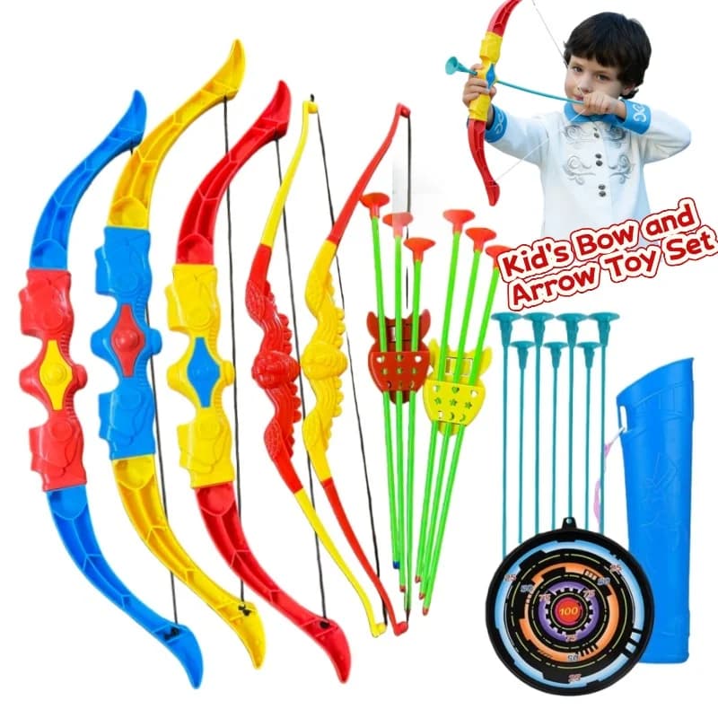 Set di arco e frecce per bambini con bersaglio, gioco di tiro con l'arco all'aperto, regalo di compleanno per bambini e bambine dai 4-8 e 8-12 anni
