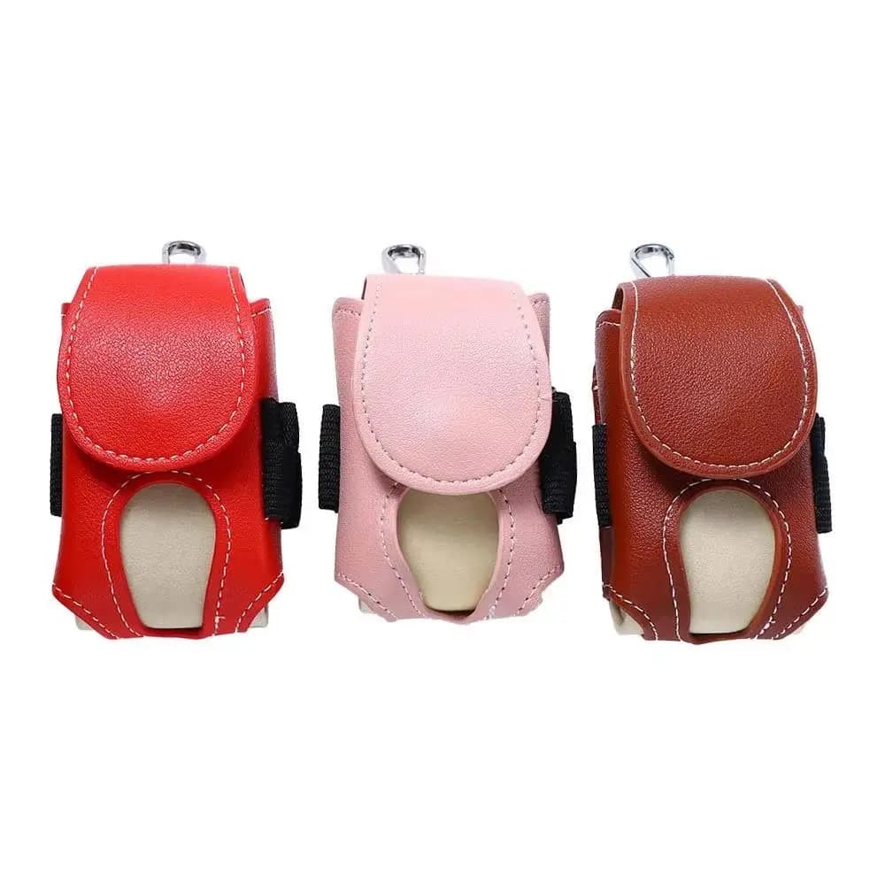 Portable Golf Ball Pouch Waist-Hanging Waterproof Mini Golf Ball Bag Metal Buckle PU Leather Golf Ball Container Outdoor Golf