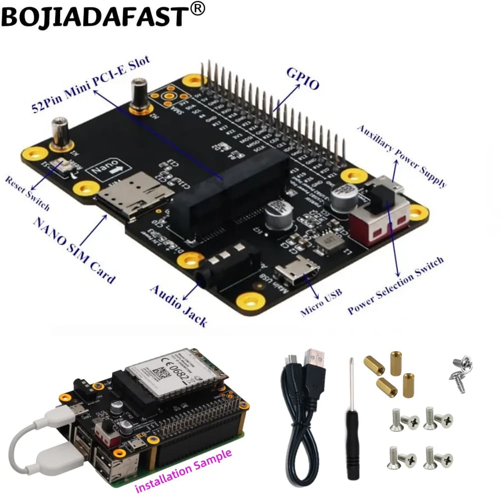 Modulo 4G 3G LTE USB 2.0 Tipo-A a Mini PCI-E MPCIe, Adattatore Modem Wireless con Slot per 1 Nano SIM Card, Compatibile con Raspberry Pi 4 3 2 B+ A+ 0