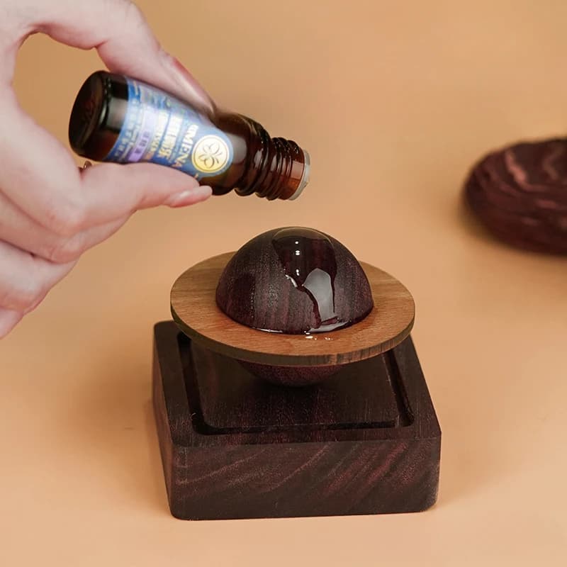 Black Walnut Wood Aromatherapy Diffuser with Miniature Planet Design, Natural Wooden Essential Oil Vaporizer for Home Decor,Gift