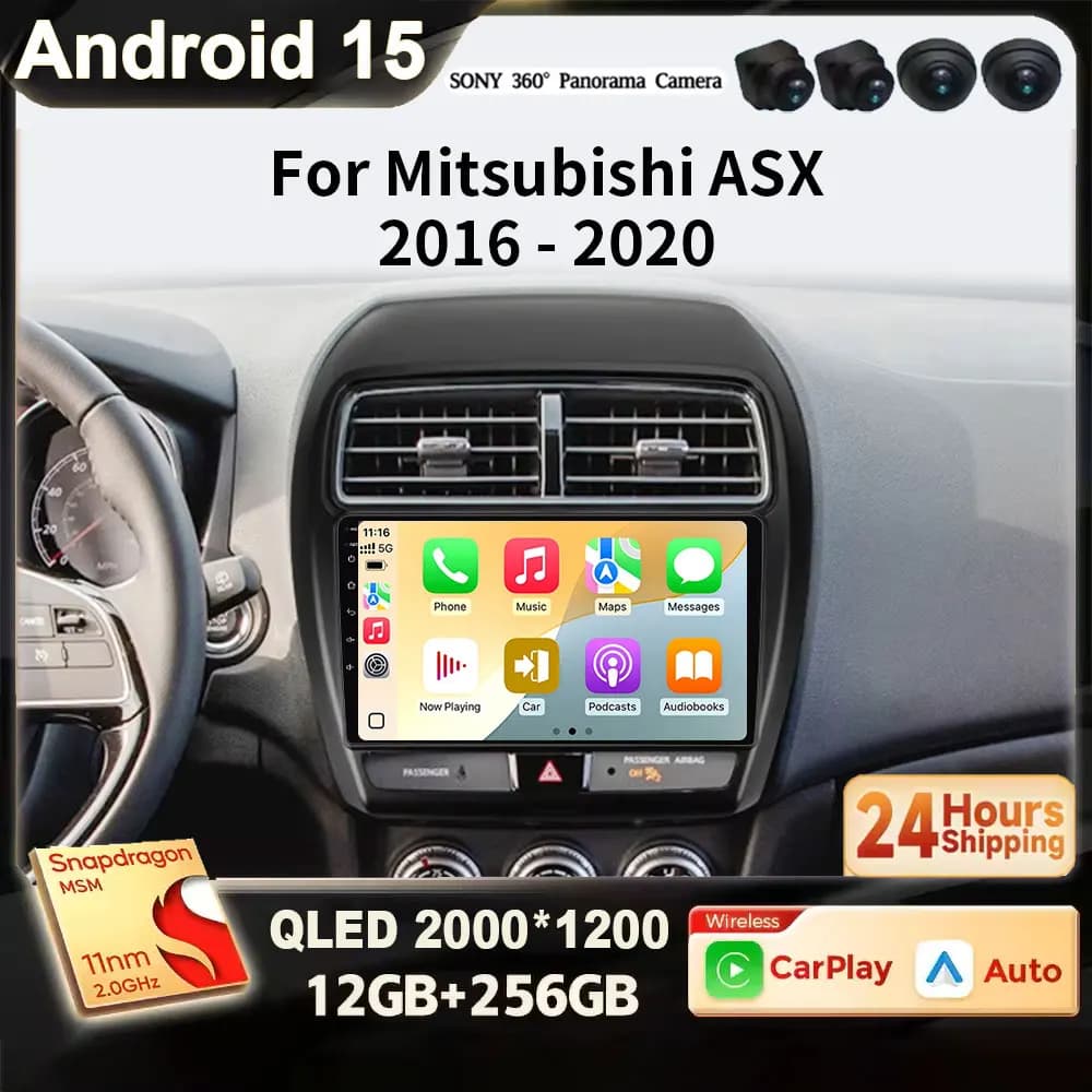 Per Mitsubishi ASX 1 2016 2017 2018 2019 2020 2021 2022 Android 15 4G BT Auto Carplay Auto Radio Navigazione GPS Video Multimediale