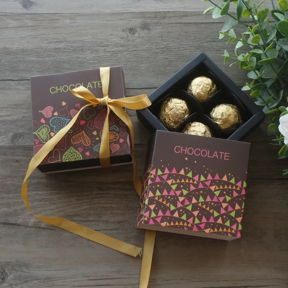 9*9*3.5CM bandiere colorate cuore 10 Set scatola di carta al cioccolato san valentino natale festa di compleanno regali scatole di imballaggio