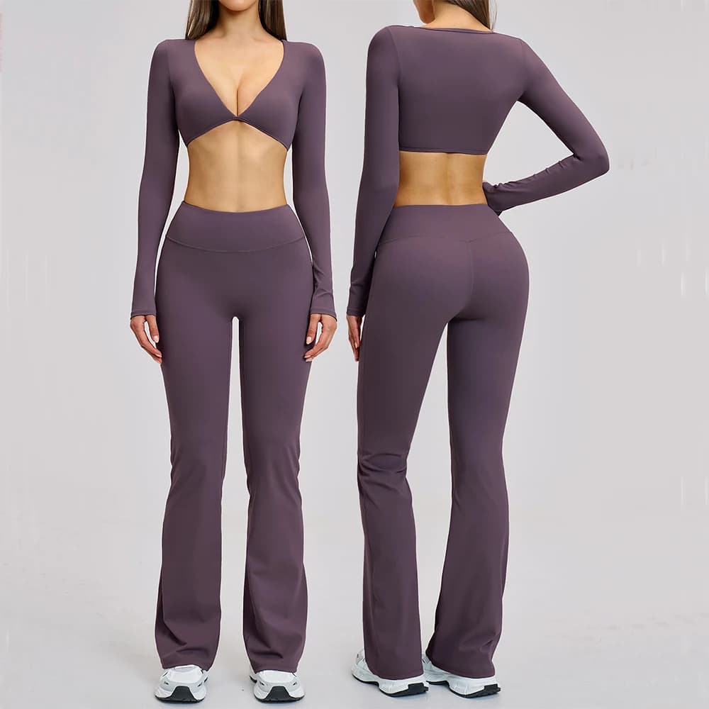 Set Yoga 2 Pieces for Women, Sportswear, Gym, Leggings and Top Short Sleeves Lengths