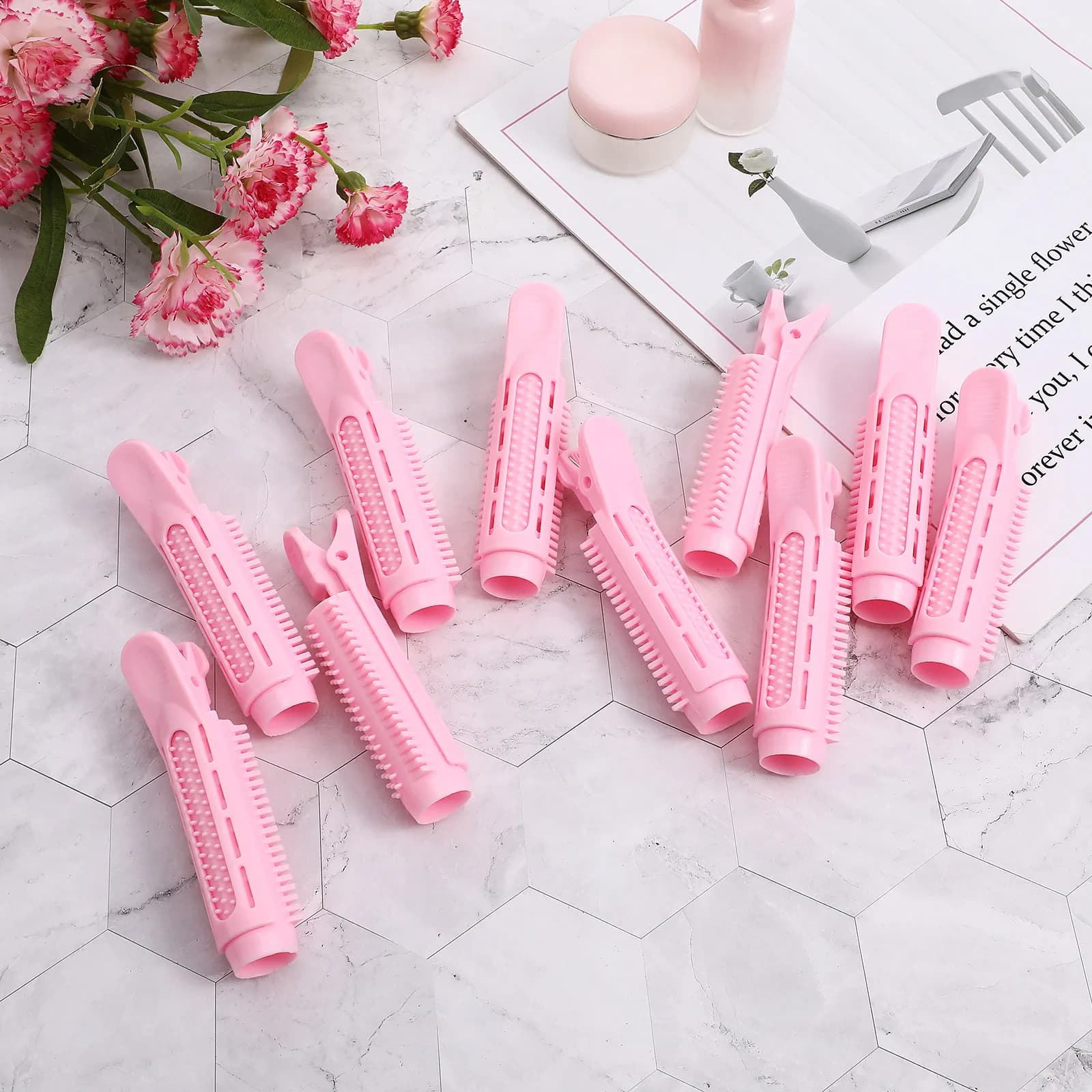 10Pcs Hair Roller Clips Bangs Curler Professional DIY Styling Tools Root Clips for Volume Large Roller Jaw Clamps for Curl Hair