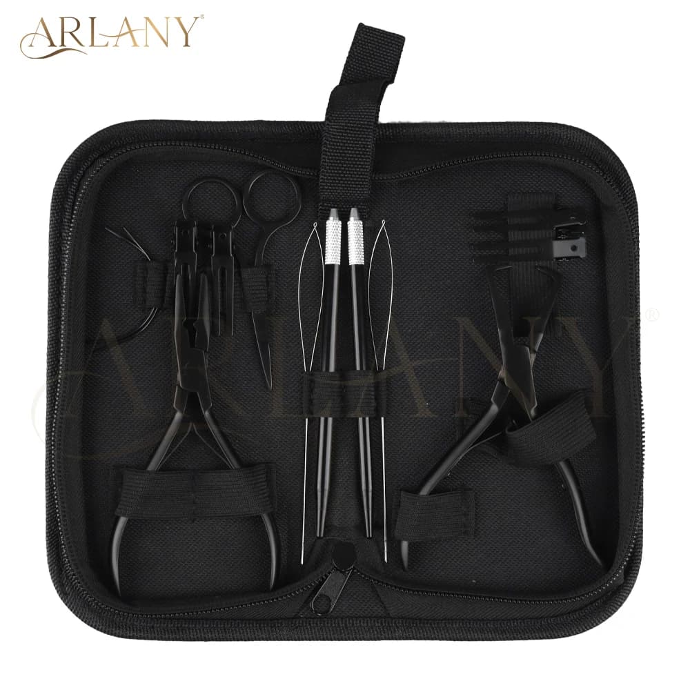 ARLANY Kit di pinze per estensioni dei capelli per micro perline Pinze Microlink per estensioni di piume Estensioni di trama per cucire Fermagli per capelli in metallo