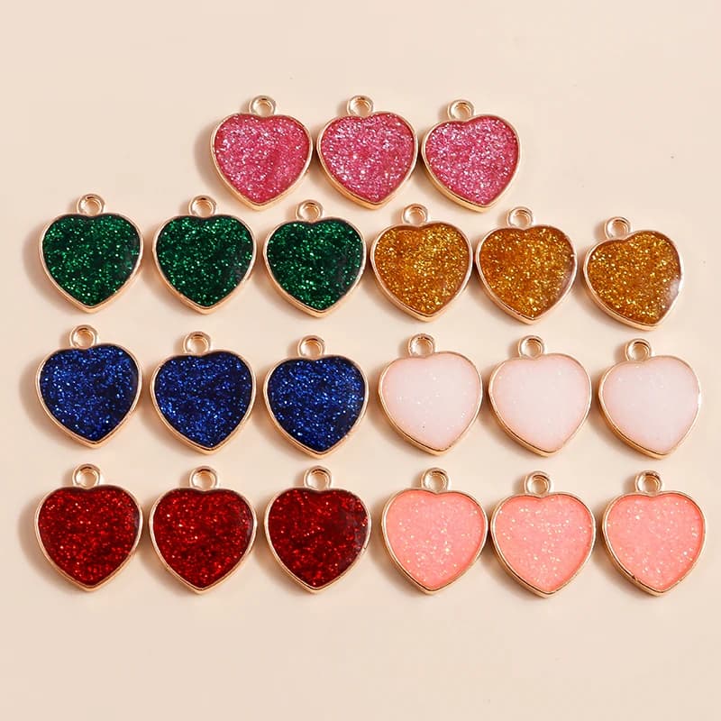 20 Pezzi Ciondoli a Cuore Smaltati Colorati e Carini 14x16mm per Creazione di Collane, Orecchini, Bracciali, Fai da Te, Artigianato, Componenti per Gioielli