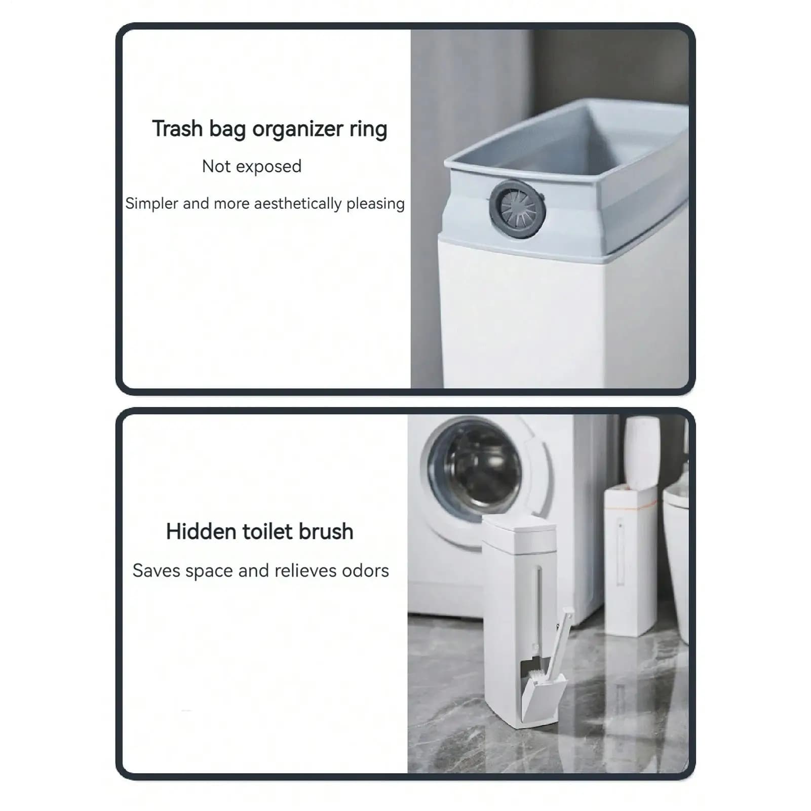 Pattumiera da bagno Pattumiera con coperchio con scopino Pattumiera salvaspazio per uso domestico per bagno Cucina