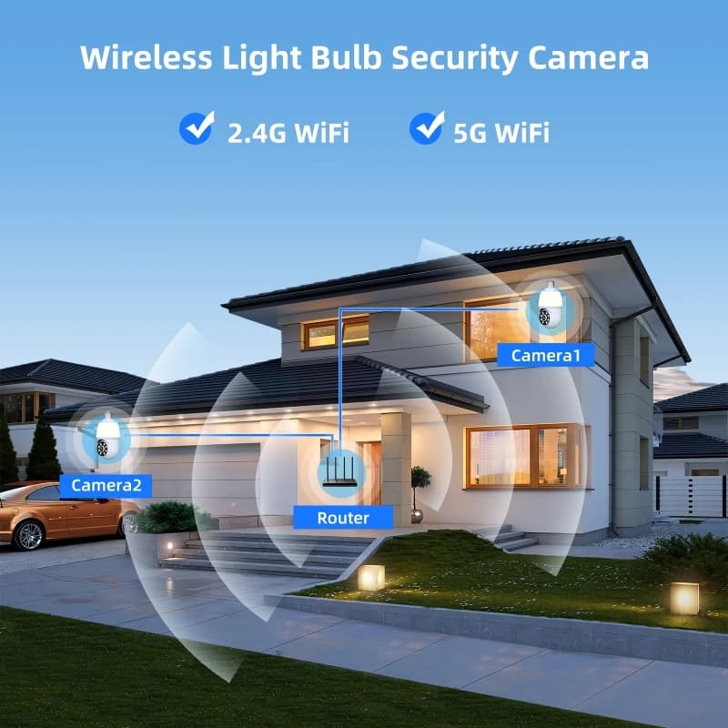 Telecamera IP Dome PTZ Wireless a Colori 3MP 1296P con App iCsee, Lampada da Parete con Faretto, Angolo Ampio, Sicurezza Domestica, Interfono, Monitor per Bambini
