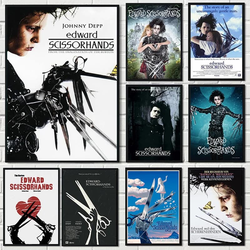 Edward forbsorhands Poster Tim Burton Classic Movie Johny Depp Canvas Painting Wall Art Pictures Home Bar Barber Decor