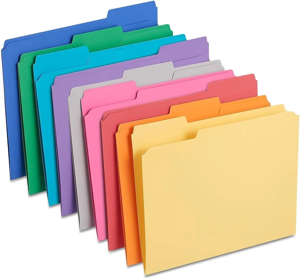 Cartelle Rinforzate per Documenti, Formato Lettera con Linguette a 1/3 di Lunghezza, Colori Assortiti, Confezione da 100 per Ufficio e Casa