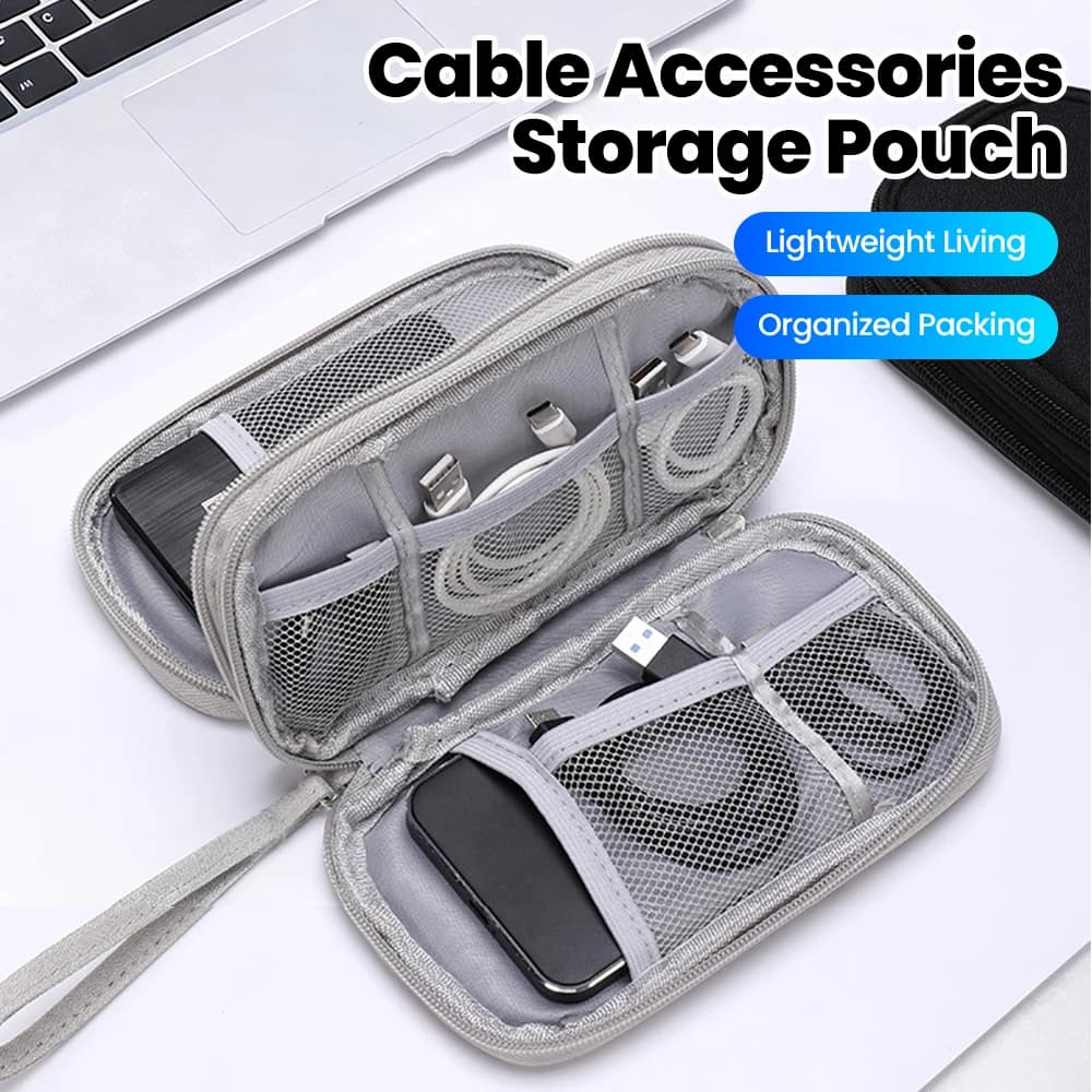 Organizzatore Portatile per Accessori Elettronici, Borsa Multifunzionale Essenziale da Viaggio per Cavi USB e Cuffie Cablate