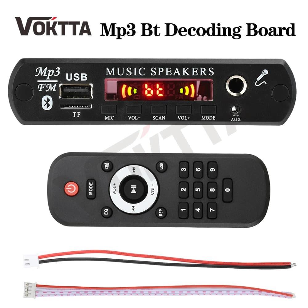 DC 12V Bluetooth 5.0 MP3 WMA WAV APE Scheda di decodifica Microfono audio per auto vivavoce USB TF Radio FM Lettore musicale Mp3 Altoparlante