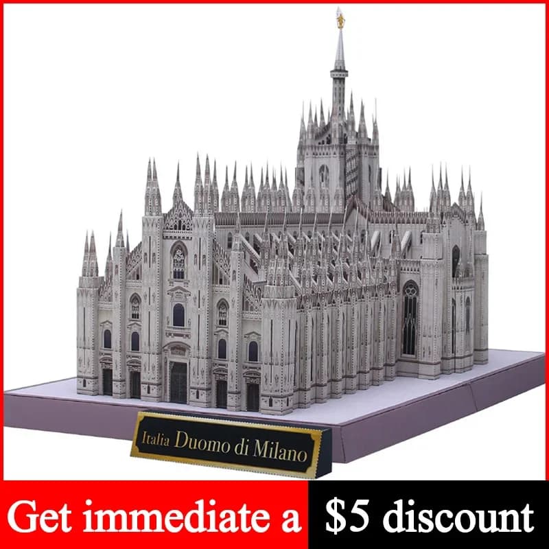 Italy Milan Cathedral Folding 3D Paper Model House Papercraft DIY Art Origami Building Teens Adult Handmade Craft Toys QD-172