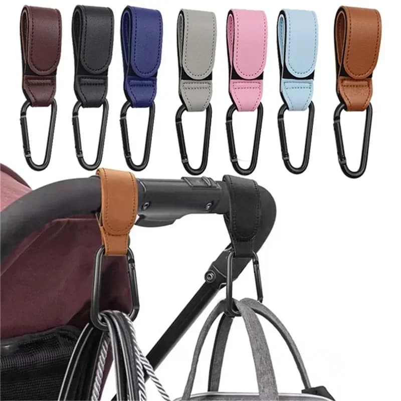 1/2 pz PU borsa per bambini in pelle passeggino gancio carrozzina ruota 360 gradi girevole carrello organizzatore carrozzina gancio uncinetto accessori per passeggino