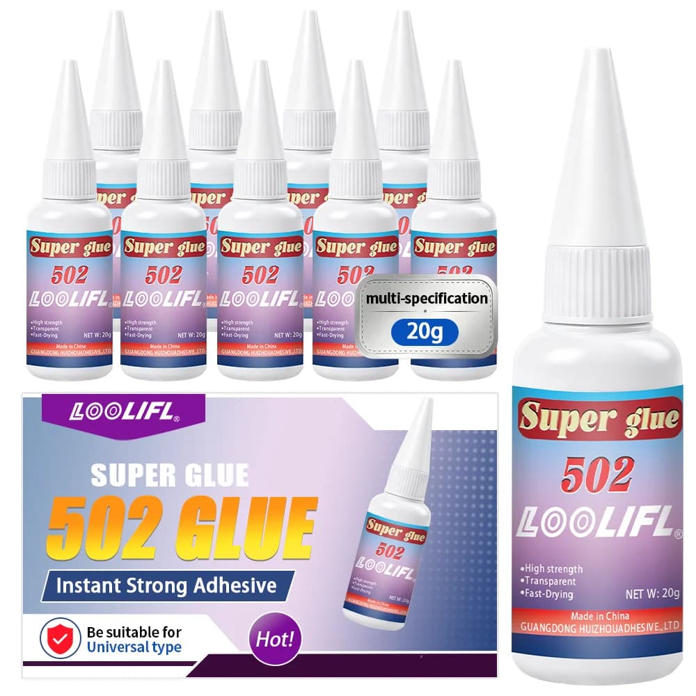 502 Three-Second Instant-Drying Strong Adhesive, DIY Craft Glue, Rubber-Specific Glue, Using Cyanoacrylate Formula, Quickly Sets in 3 Seconds, Instantly Bonds Metal, Plastic, Wood, Ceramic, Glass, Leather, Rubber, and