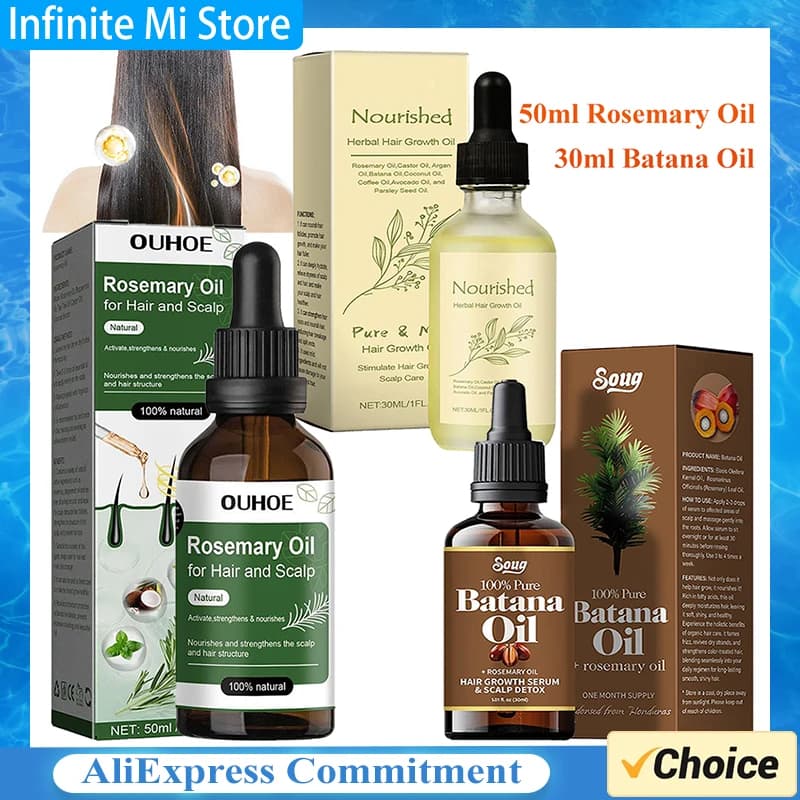 30ml/50ml Batana Rosmarino Menta Olio per rinforzare i capelli del cuoio capelluto Biotina Oli essenziali Trattamento nutriente Estremità divise Secco Tutti i tipi