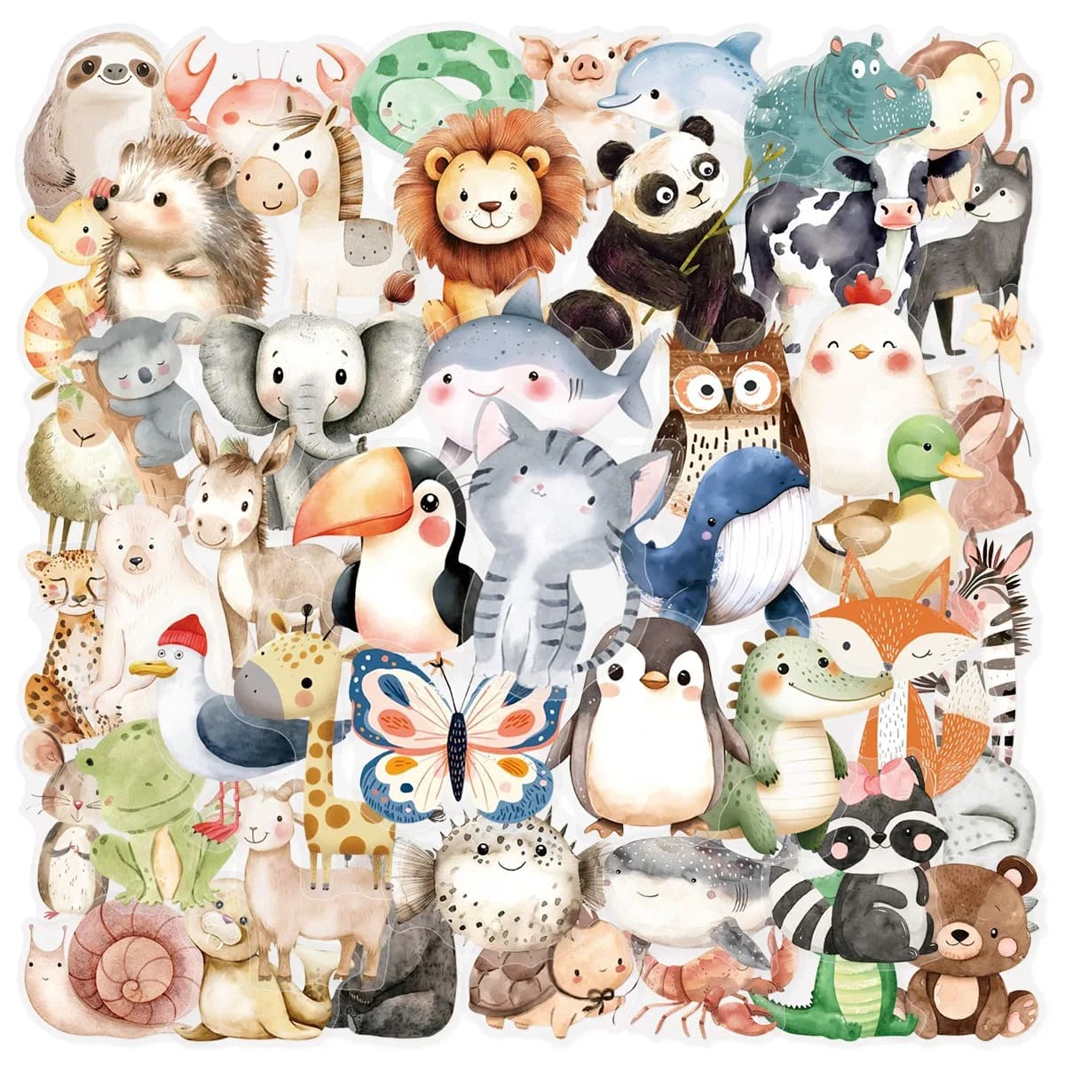 10/25/50 pezzi trasparenti vari animali acquerello graffiti adesivi per decorazioni fai da te laptop notebook scrapbooking decalcomanie