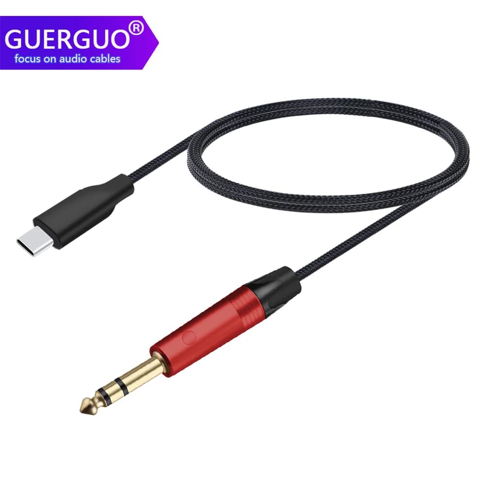 USB C to 6.35/6.5mm 1/4 inch TRS Stereo Audio Cable,USB Type C to 1/4 inch Male Audio Adapter for Amplifier,Home Theater,Speaker