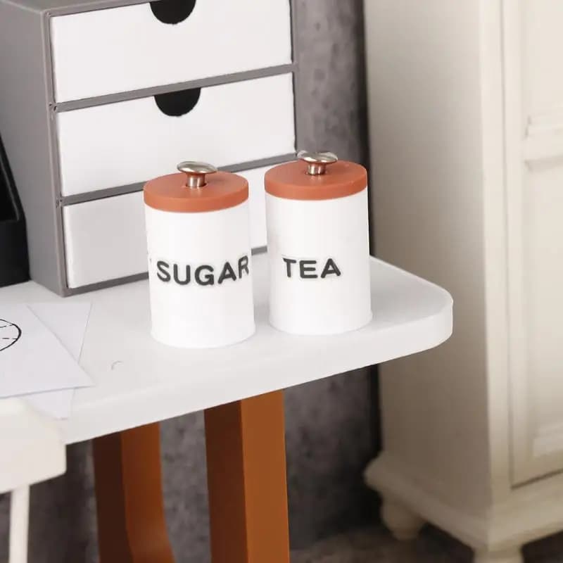 3Pcs 1/12 Mini Storage Jar Set Tea Coffee Sugar Spice Container Dollhouse Kitchen Organizer Decor
