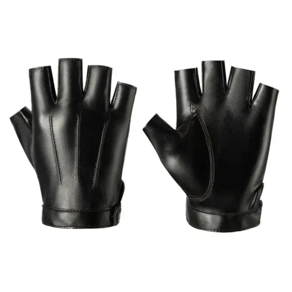 Guanti da Moto Mezze Dita in Pelle PU, Guanti Senza Dita per Ciclismo e Fitness, Guanti Corti Punk per Sport all'Aperto
