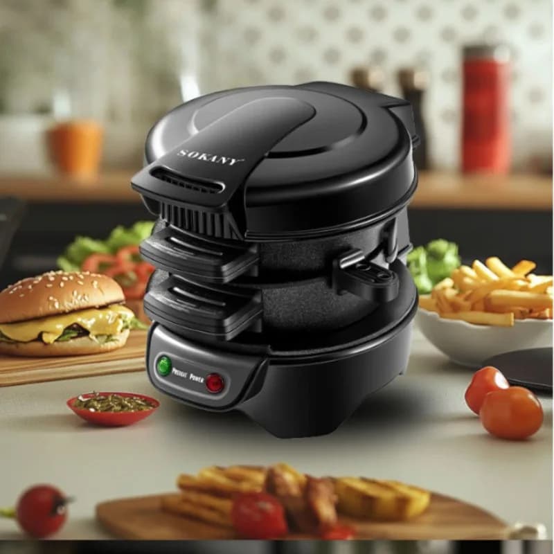Macchina Elettrica Mini per Hamburger e Sandwich 220V 110V, Piastra Antiaderente per Grigliare e Cuocere, Padella per Pancake, per Cucina e Casa