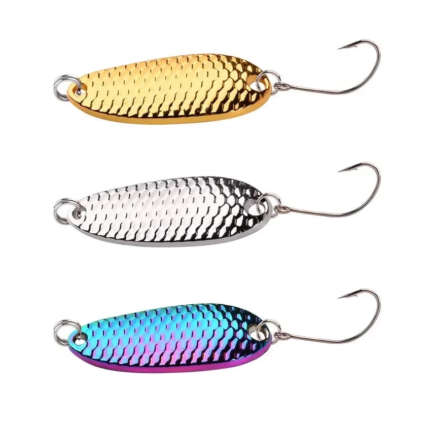 1.5g/2.5g/3.5g/5g Esche da pesca Affrontare Cucchiaio di metallo Richiamo Esca dura Paillettes Richiamo Acqua dolce Acqua salata Wobblers Spinner Cucchiai