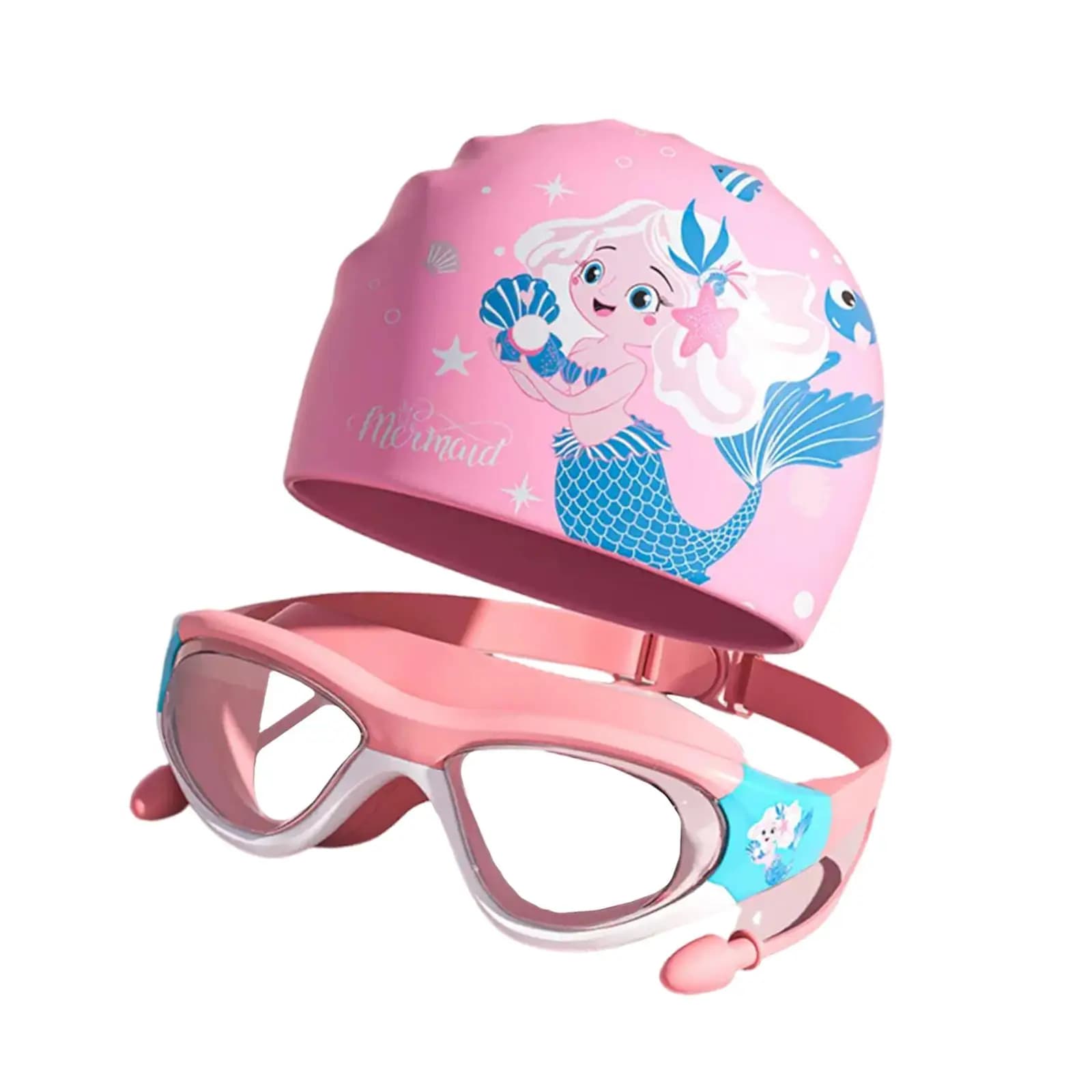 Children's Swimwear with Silicone Headset Waterproof, Carinians and Bedside Tablets with Earrings, Lightweight, Clear Vision, Dive Glasses