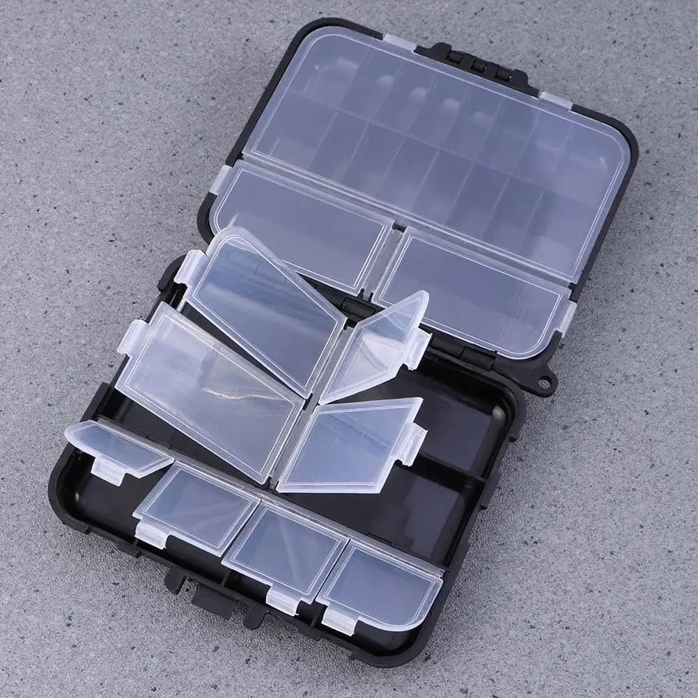 2 Pezzi Scatola Porta Attrezzatura da Pesca in Plastica Resistente, Organizer per Esche, Ami, Accessori Piccoli, Soluzione di Stoccaggio Portatile e Compatta